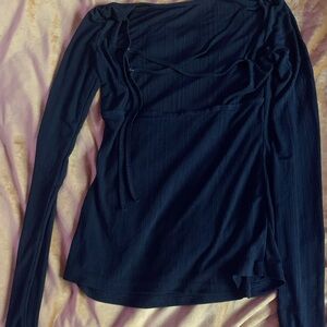 Long Sleeve Silky Backless Top